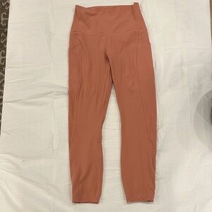 Lululemon High-Waisted Align Leggings Pink/Coral Sz 4 with Pockets